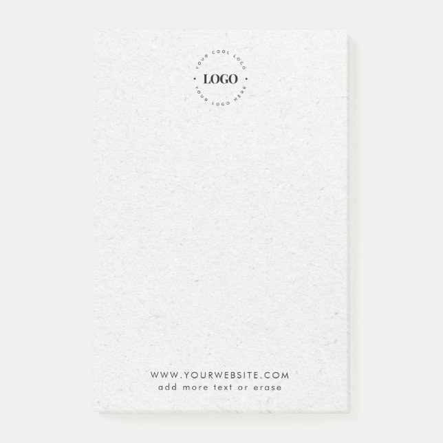 Grey Kraft Your Custom Business Logo & Text Here Post-it Notes (Front)