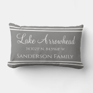 Grey Lake and Family Name  Map Coordinates  Lumbar Cushion