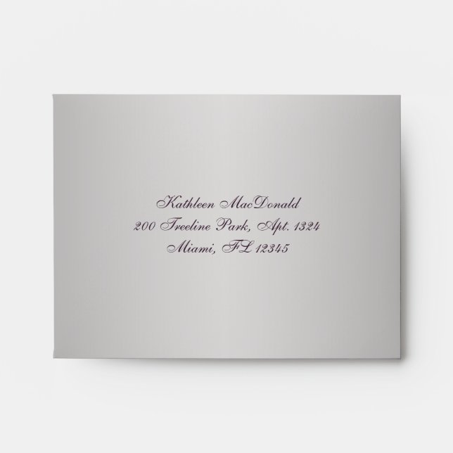 Grey, Lapis Damask Return Envelope for RSVP's (Front)
