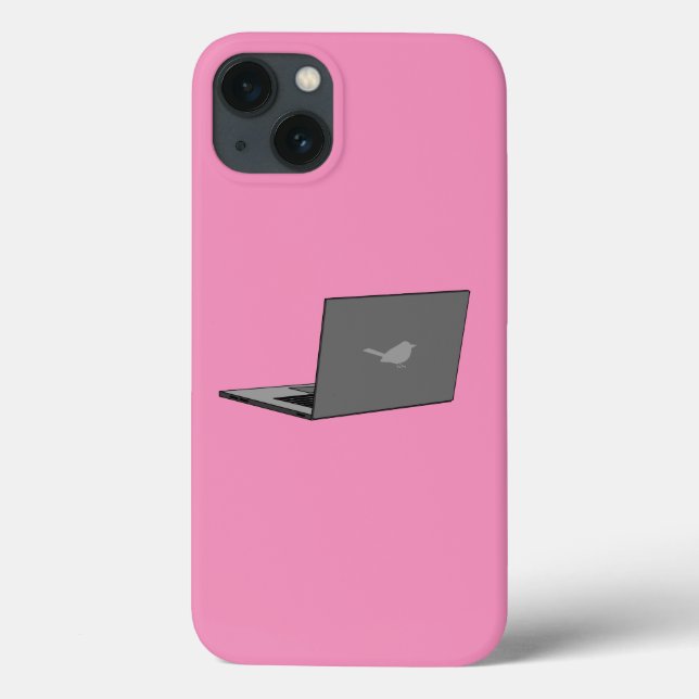 Grey Laptop with Bird Logo Cartoon Case-Mate iPhone Case (Back)