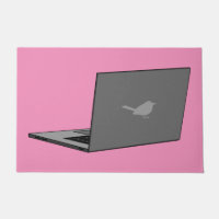 Grey Laptop with Bird Logo Cartoon