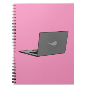 Grey Laptop with Bird Logo Cartoon Notebook