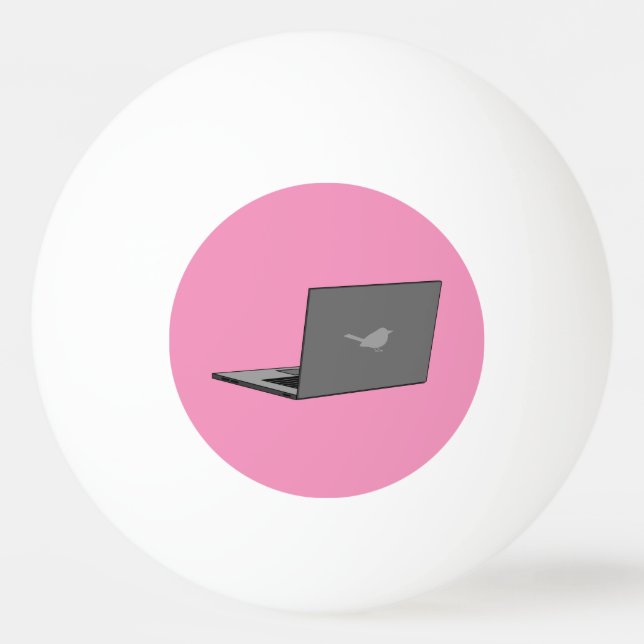 Grey Laptop with Bird Logo Cartoon Ping Pong Ball (Front)
