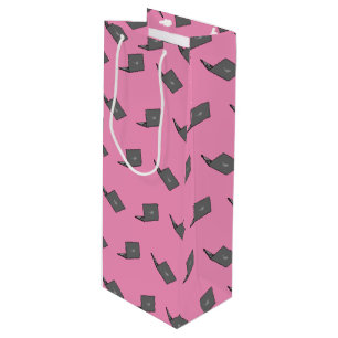 Grey Laptop with Bird Logo Cartoon Wine Gift Bag