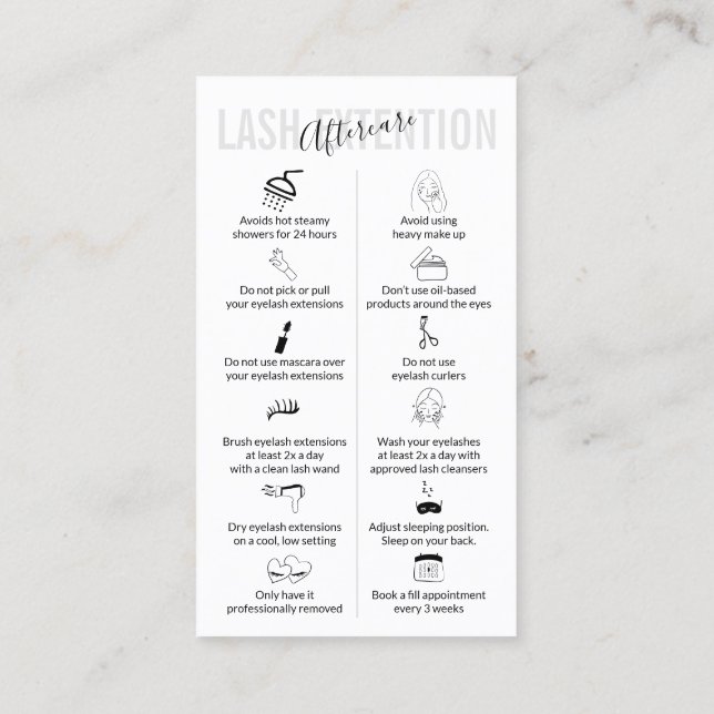 Grey Lash Extension Aftercare Business Card (Back)