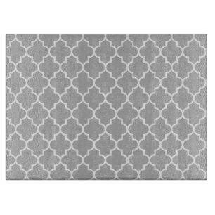 Grey Latticework, Quatrefoil, Moroccan Trellis Cutting Board