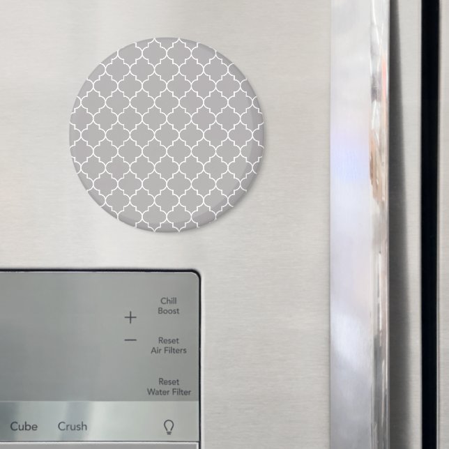 Grey Latticework, Quatrefoil, Moroccan Trellis Magnet (In Situ (Fridge))