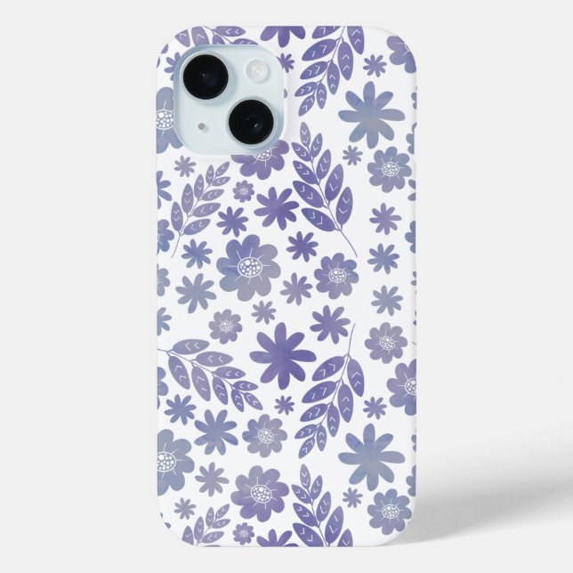Grey & Lavender Floral Pattern Case-Mate iPhone Case (Back)