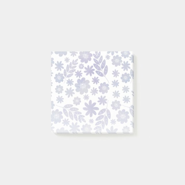 Grey & Lavender Floral Pattern Post-it Notes (Front)