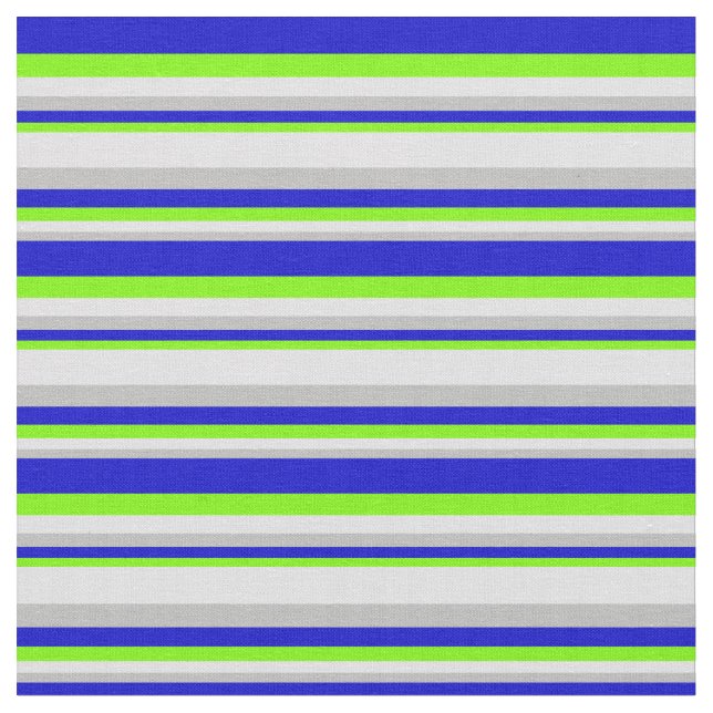 Grey, Lavender, Green & Blue Coloured Pattern Fabric (Close Up)