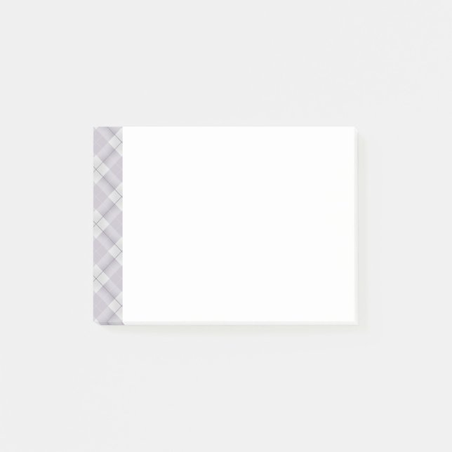Grey Lavender Plaid Pattern Trim Post-it Notes (Front)