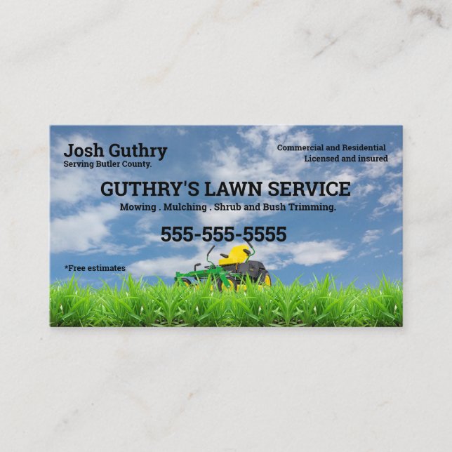Grey Lawn Care Business Card (Front)