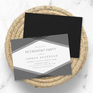 Grey Layered Geometric & Black Retirement Party Invitation