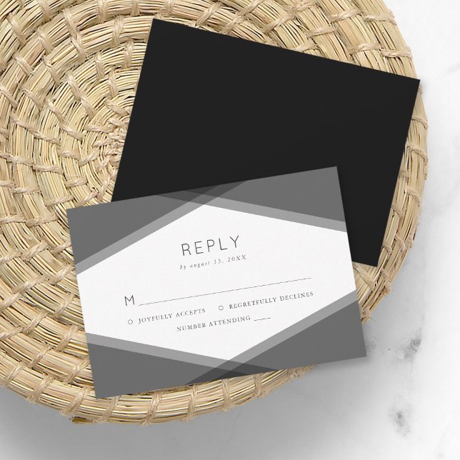 Grey Layered Geometric & Black RSVP Card (Creator Uploaded)