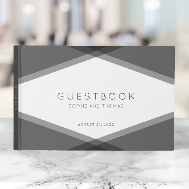 Grey Layered Geometric Modern Wedding Guest Book (Creator Uploaded)
