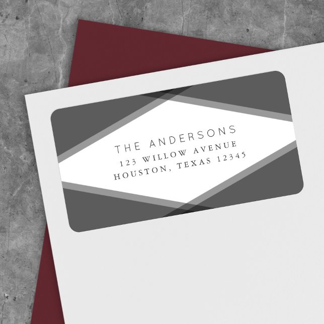 Grey Layered Geometric Return Address Label (Creator Uploaded)