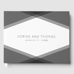 Grey Layered Geometric Wedding Guest Book