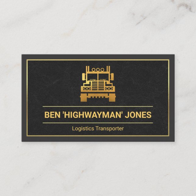 Grey Layers Gold Truck Frame Truck Transport Business Card (Front)