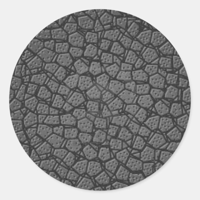 GREY LEATHER CLASSIC ROUND STICKER (Front)