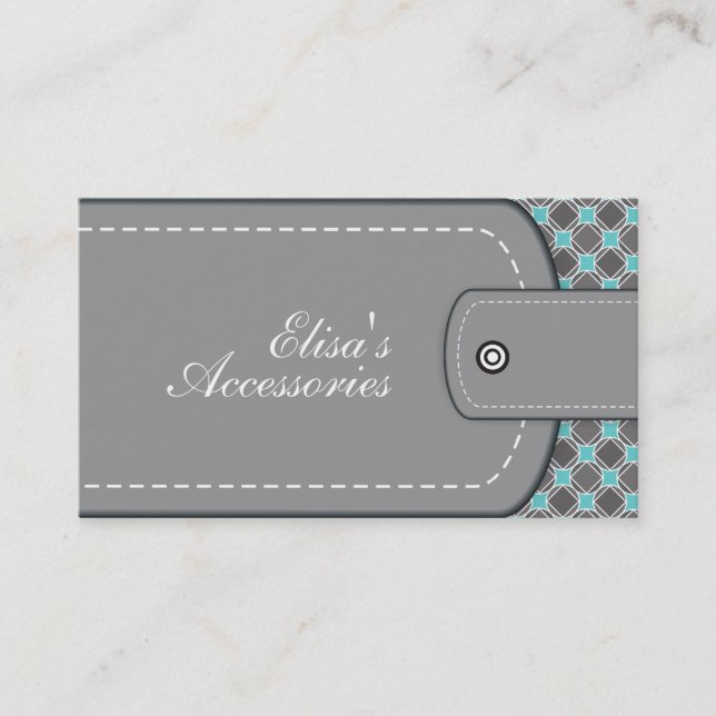 Grey leather look and pattern custom business card (Front)