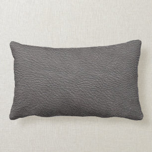 Grey Leather Texture Lumbar Cushion