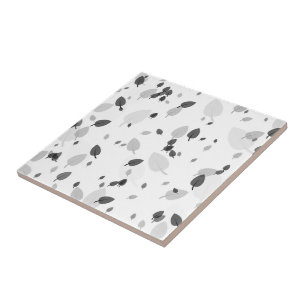 Grey Leaves Ceramic Tile
