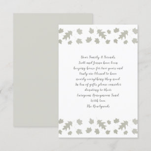 Grey Leaves Wishing Well Wording Enclosure Cards