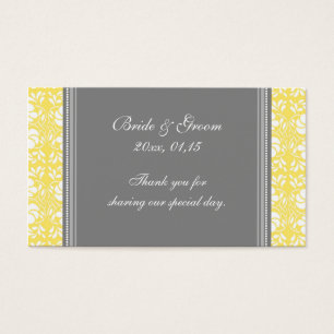 Grey Lemon Damask Wedding Favour Tags