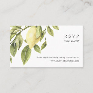 Grey   Lemon  leaves Wedding  RSVP Online Website Business Card