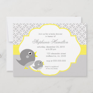 Grey lemon neutral baby shower invitation