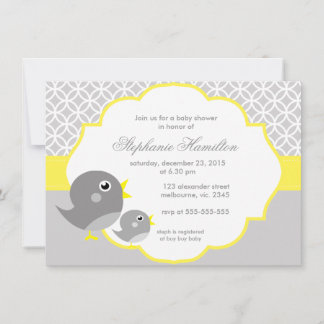 Grey lemon neutral baby shower invitation