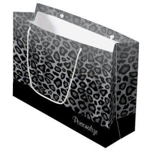 Grey Leopard Animal Print Large Gift Bag