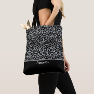 Grey Leopard Animal Print Tote Bag