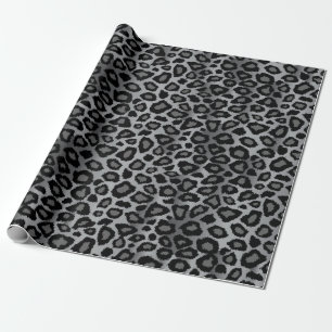 Grey Leopard Animal Print Wrapping Paper
