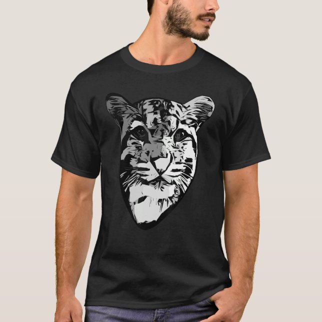 Grey Leopard predator print head imprint with wild T-Shirt (Front)