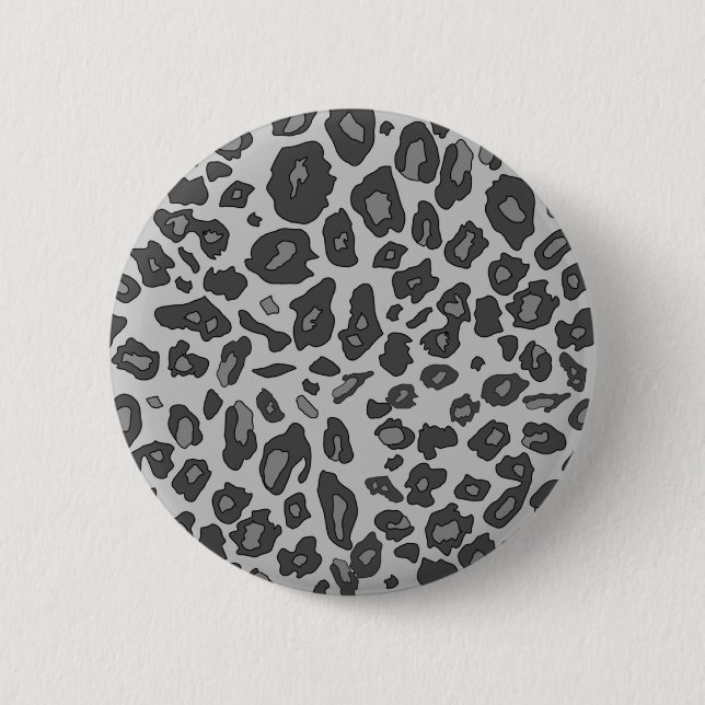 Grey leopard print 6 cm round badge (Front)