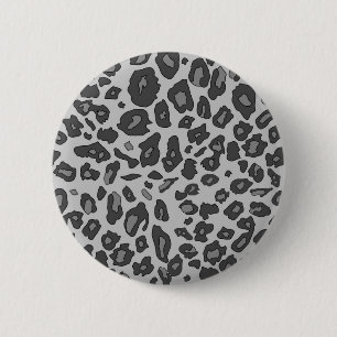 Grey leopard print 6 cm round badge