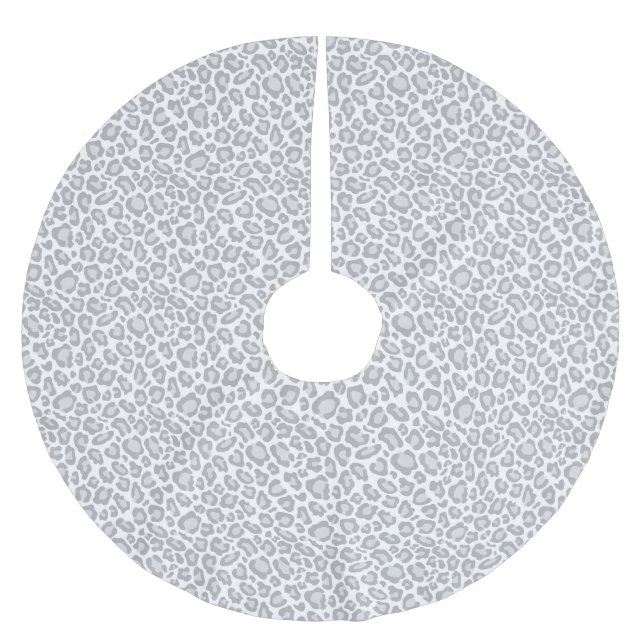 Grey Leopard Print Brushed Polyester Tree Skirt (Front)