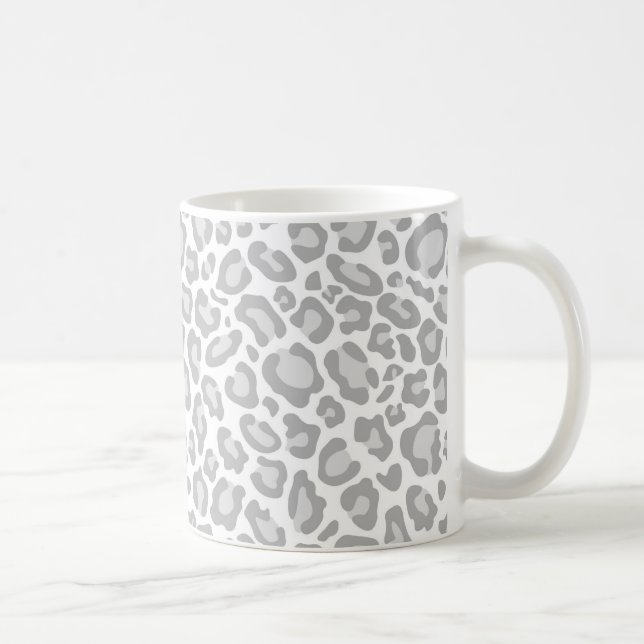 Grey Leopard Print Coffee Mug (Right)