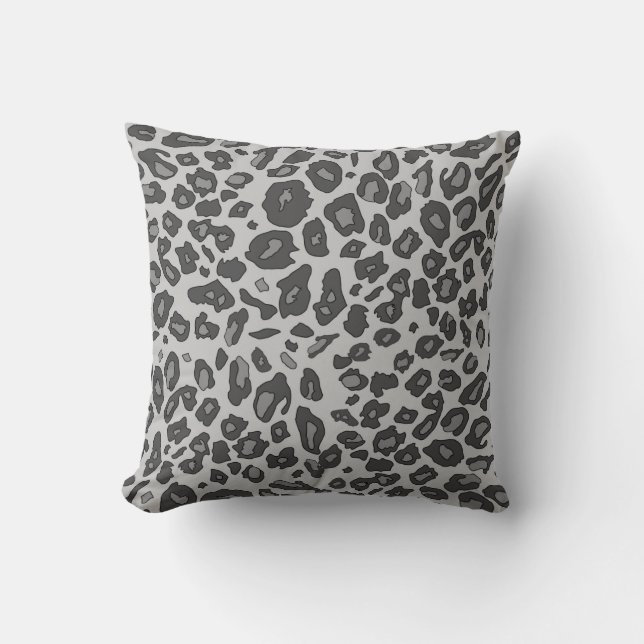 Grey leopard print cushion (Front)