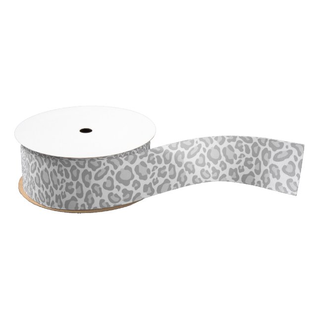 Grey Leopard Print Grosgrain Ribbon (Spool)