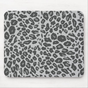 Grey leopard print mouse pad