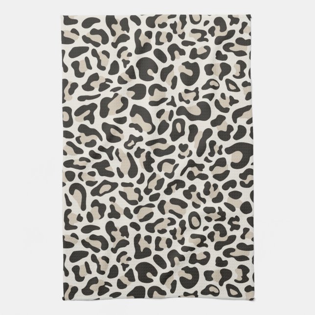 Grey Leopard Print Retro Kitchen Towels Towel (Vertical)