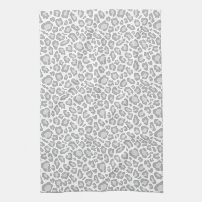 Grey Leopard Print Tea Towel (Vertical)
