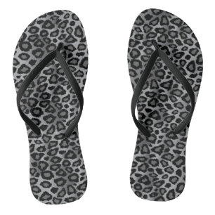 Grey Leopard Skin Pattern Print Thongs