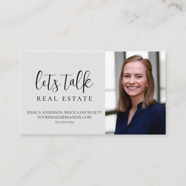 Grey Let's Talk Real Estate Professional   Business Card (Front)