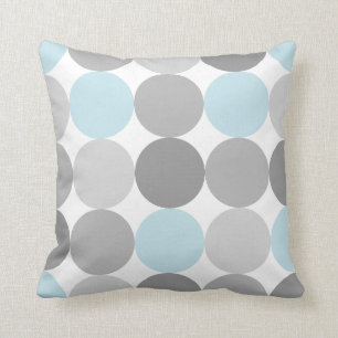 Grey & Light Blue Turquoise Round Circle Pattern Cushion