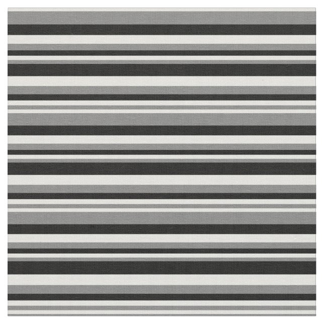 Grey, Light Cyan & Black Pattern of Stripes Fabric (Close Up)