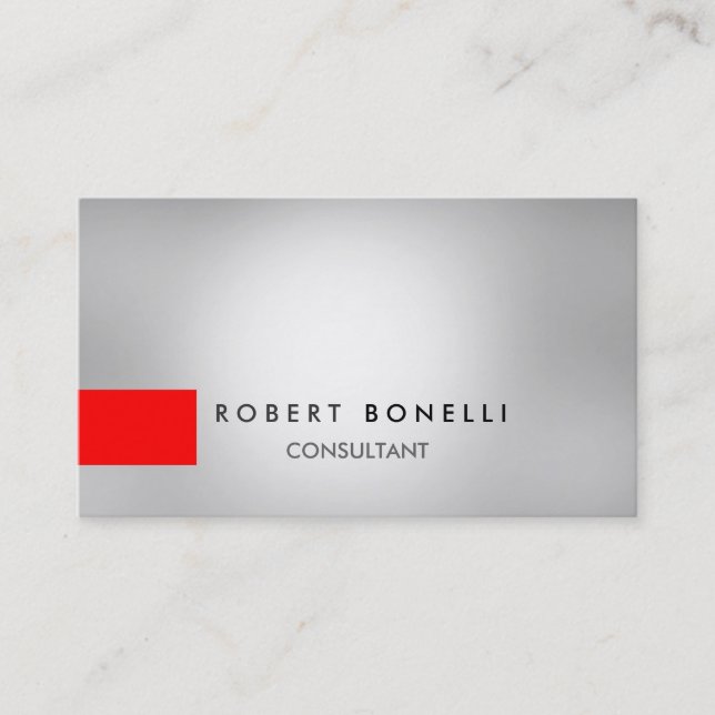 Grey Light Effect Red Stripe Business Card (Front)