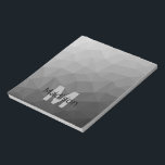 Grey light geometric mesh pattern Monogram Notepad<br><div class="desc">Monogram Personalise notepad school office stationery with your custom initial and name. Triangle geometric mesh with light dark grey ombre gradient.</div>